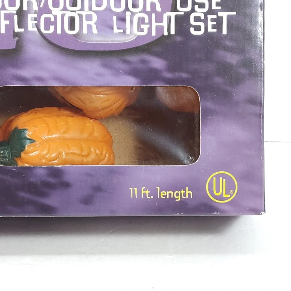 NOMA Halloween Blow Mold ~ Pumpkin String Lights Set of‎ 10 Works Jack O Lantern